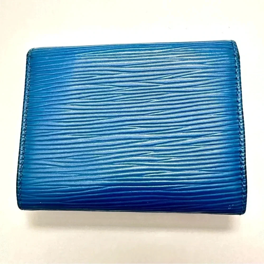 LV blue Epi Porte Minnaie Coin Wallet